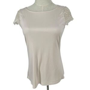 White House Black Market Womens Lace Sleeve‎ Sequins Sheer Shirt XS Cottagecore